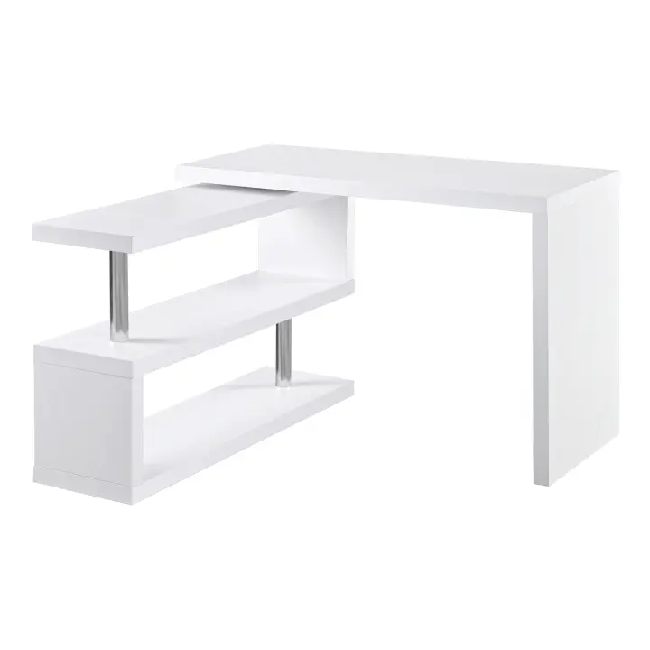 HOMCOM Mesa de Ordenador PC Escritorio de Esquina Giratorio 360 Grados en Forma Recta con Estantes para Oficina en Casa 192x50x76,1 cm Blanco - 1