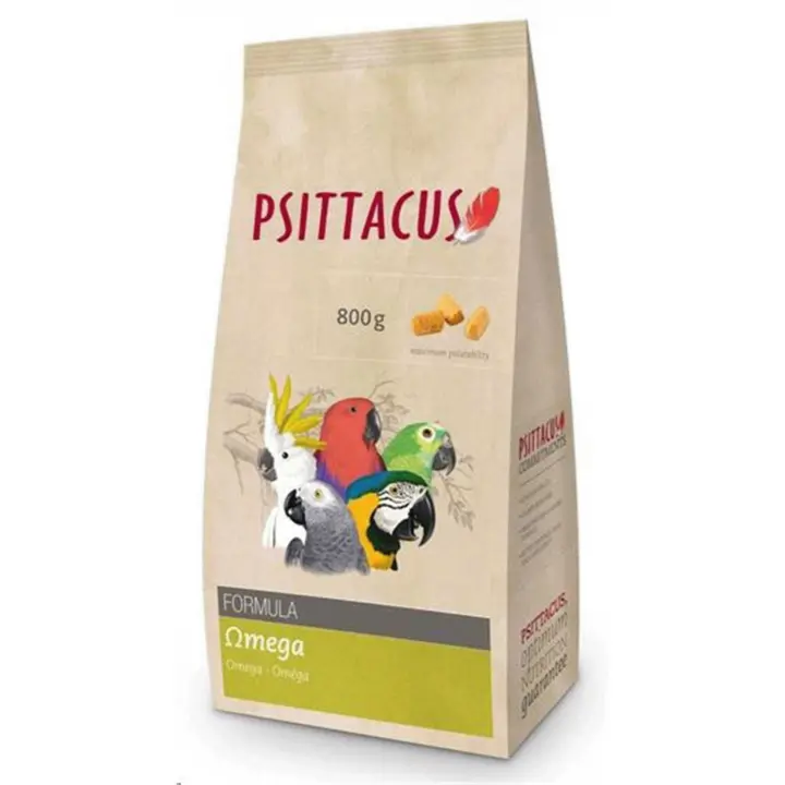 Psittacus Omega 800 g, Pienso Completo para Yacos, Guacamayos, Eclectus y Otros Loros Africanos,  Alimento Premium para Aves, 100% no-GMO - 1
