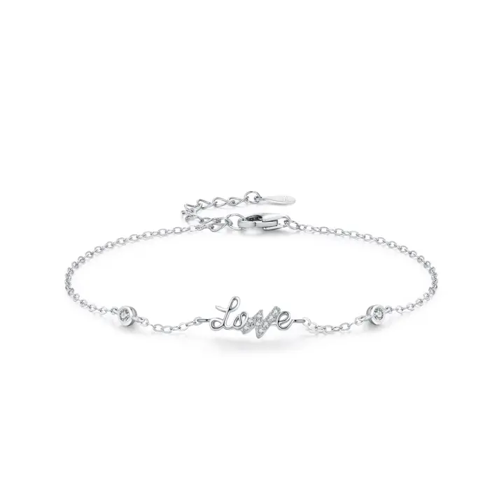 Zenyth-pulsera de Cadena con Letra de Amor Romántica para Mujer, Plata de Ley 925 Auténtica de alta calidad, regalo del Día de San Valentín - 1