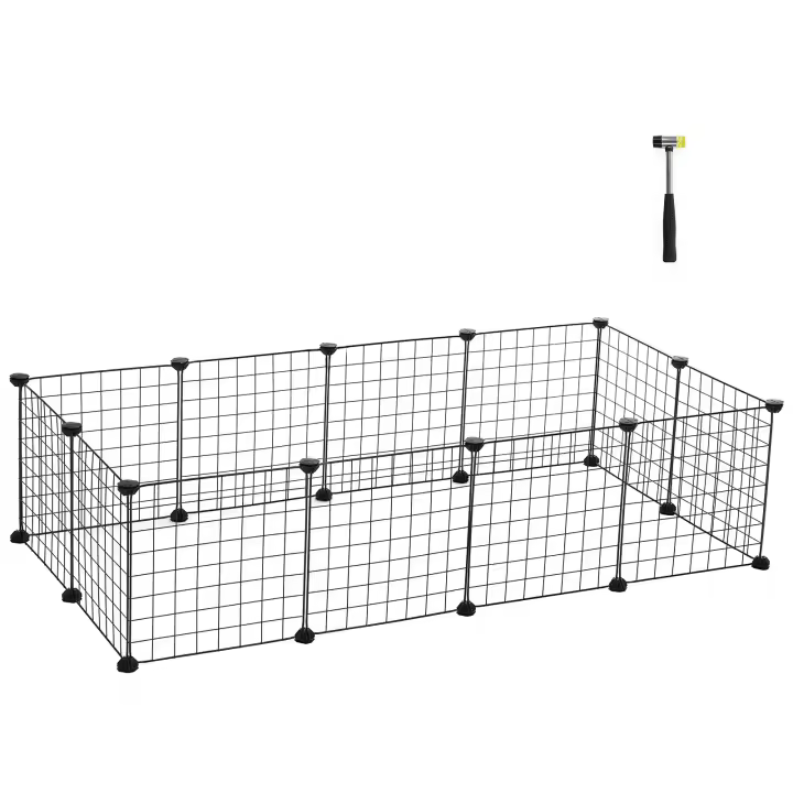 SONGMICS Jaula para Mascotas, Valla Metálica para Hámster, Conejitos, Parque de Mascotas en Bricolaje, para Animalitos, Negro/Blanco - 1