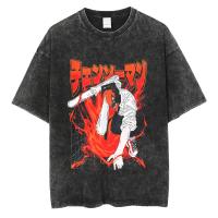 Camiseta Anime Hombre Algodón Vintage Lavada Tshirt Mujer Oversize Harajuku Streetwear Moda Verano Camisetas Casuales - details 7