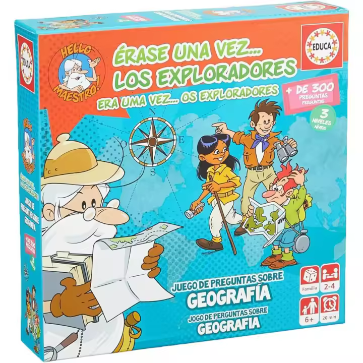 Érase una vez los exploradores Educa juego de mesa educativo para familia con 300 preguntas sobre la geografía mundial - 1