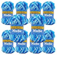 Lote 10 Ovillos Multicolor azul - blanco nube – Hilo Seda Suave con Nylon Premium  50g - 95m  Agujas 4-5 mm  LANAS LUZ COLOR - details 0