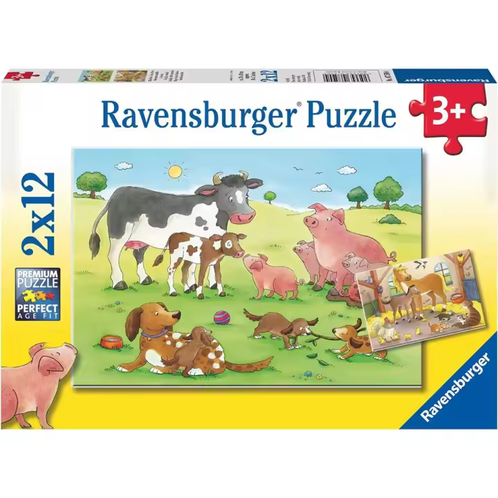 Ravensburger - Familia animales. Puzle 2x12 piezas - 1