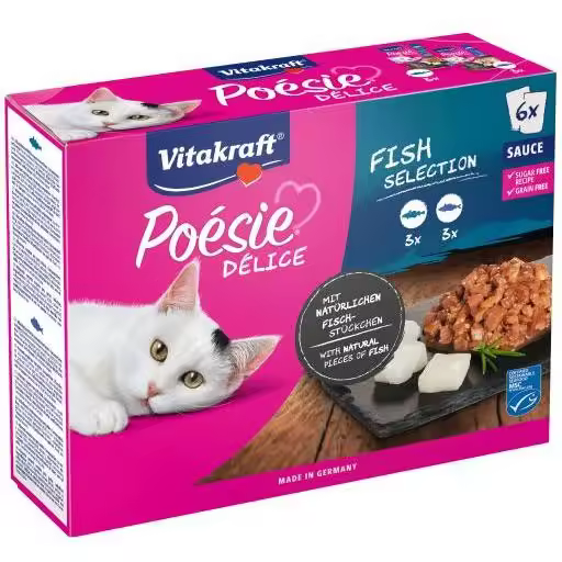 VITAKRAFT GATO POESIE DELIE POUCH MULTIPACK CON PESCADO 6 BOLSITAS DE 85g - 1