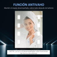 kleankin Espejo de Baño con Luz LED 14,5 W 70x50 cm Espejo para Baño con Función de Antivaho Marco de Aluminio Interruptor Táctil y Luces Blanco Frío Plata - details 4