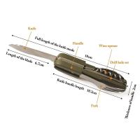 Juego De Comedor Multifuncional 7 En 1 De Acero Inoxidable Plegable Para Camping Viajes Picnics Con Taza De Agua Incluida - details 0