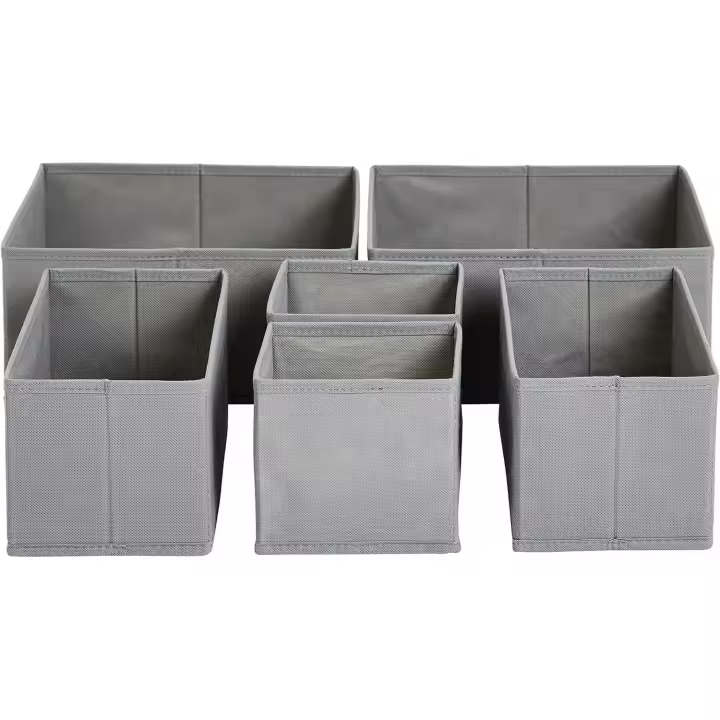 Organizadores/divisores de Caja de ropa de Mesa para, Armory, Dormitory or Cocina, juego de 6, color Gris - 1