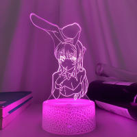 Lámpara Nocturna LED 3D Ilusión ANIME BUNNY GIRL SENPAI MAI SAKURAJIMA KAWAII Cambio De Color Multi Para Regalo De Navidad - details 15