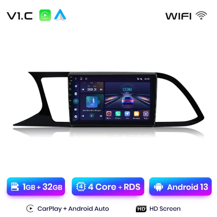 alcomm de 8 Núcleos CarPlay Inalámbrico Autorradio Estéreo PanJunsun Android 13 Radio para Seat Leon MK3 2012 2013 2014 2015 2016 2017 2018 2019 2020 de Coche con Chip Qualcomm de 8 Núcle de Coche con Chip Qualcomm de 8 Núcleos CarPlay talla HD Multimedia - 1