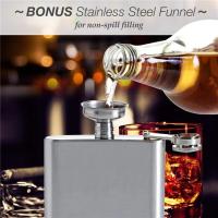 Botella De Bolsillo De Acero Inoxidable De Color Plata De 7/10 Oz Con Taza Y Tapa Funnel Para Alcohol Whiskey Licores - details 1
