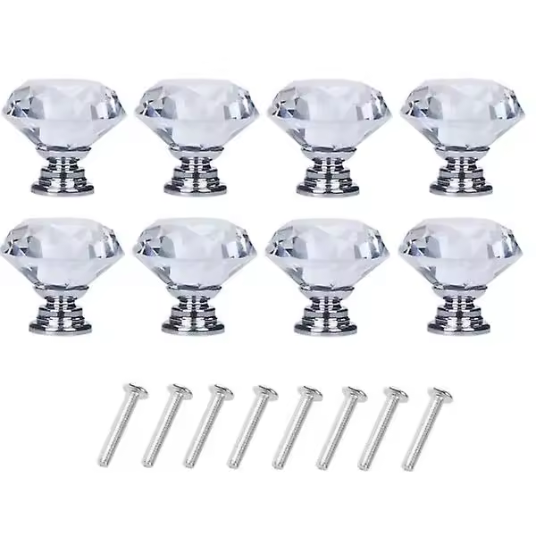 Perillas de cristal en forma de Diamante Transparente/Plata 8 UDS - 1