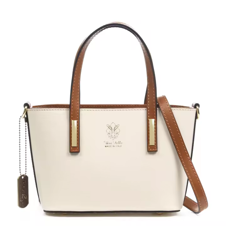 FIRENZE ARTEGIANI Argenta bolso tote compacto mujer. Piel auténtica Saffiano. Fabricado en Italia 26x10x15 Cm. - 1