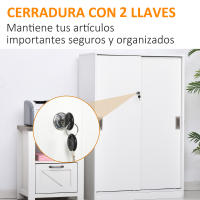 HOMCOM Armario de Oficina Práctico con 2 Puertas Correderas Bloqueables y 3 Estantes para Despacho Estudio 80x40x120 cm Blanco - details 2