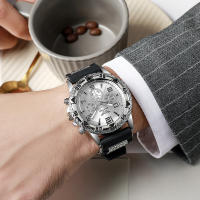 Reloj De Pulsera De Hombre De Lujo 2024 Reloj Deportivo Casual De Acero Inoxidable Reloj De Cuarzo Para Negocios Con Correa De Silicona Resistente Al Shock - details 3