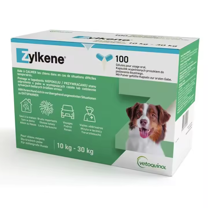Zylkene 225 mg 100 cápsulas tranquilizante natural para perros de tamaño mediano Vetoquinol - 1