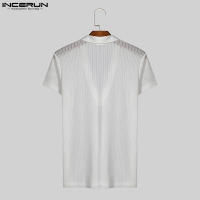 Camiseta De Pecho Redondo Con Estampado Rayado Para Hombre INCERUN Moda Casual Verano Manga Corta Tallas S-5XL Ropa De Calle - details 6