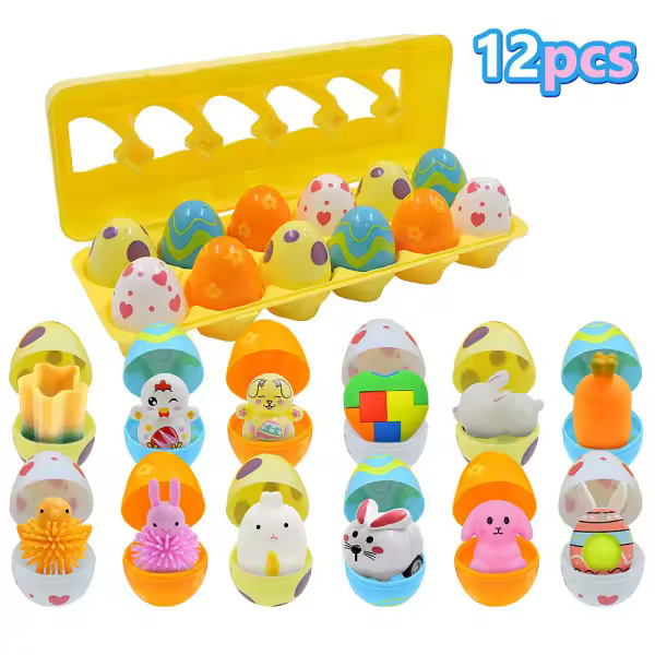 Huevos de Pascua rellenables de plástico de colores para niños, relleno de conejo, regalo - 1