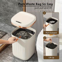 Bandeja Inteligente Recargable Grande 20/22L Para Cocina Dormitorio Sala De Estar Con Tapa Y Contenedor De Basura Toque Sin Contacto Ecológico - details 2