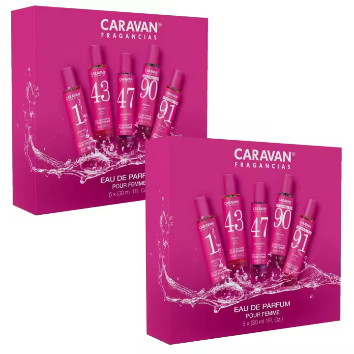 CARAVAN FRAGANCIAS Juego de Sets mini de 5 Perfumes de Mujer Nº1, Nº43, Nº47, Nº90 y Nº91 de 30ml CARAVAN FRAGANCIAS Juego de 4 Sets mini de 5 Perfumes de Mujer Nº1, Nº43, Nº47, Nº90 y Nº91 de 30ml - 1