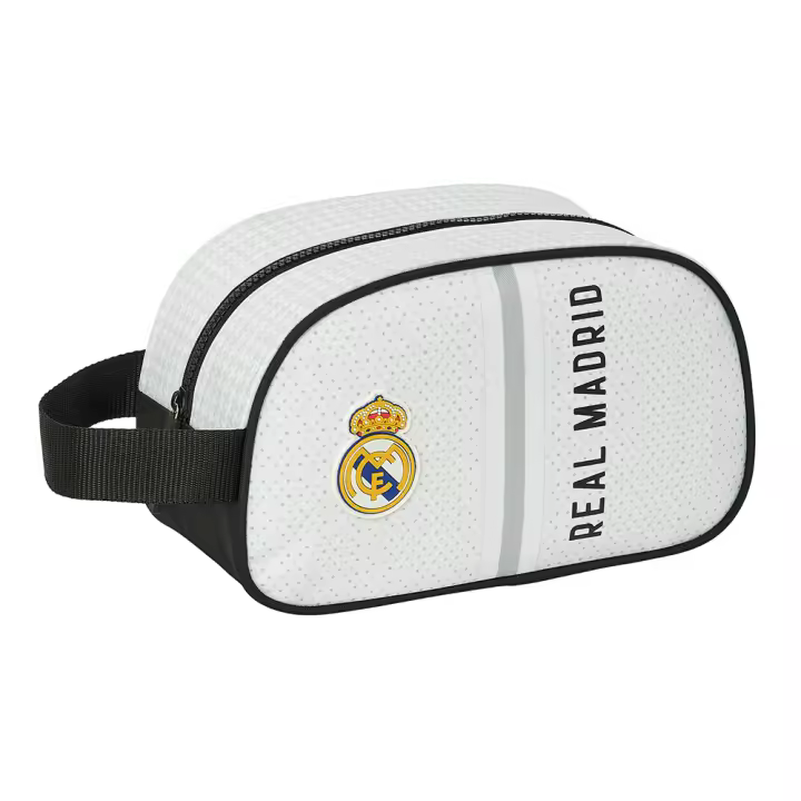 Real Madrid Neceser 1ª Equipación 24/25 - Asa de mano, Adaptable a Carro, Espacioso y Resistente, Blanco/Gris - 1