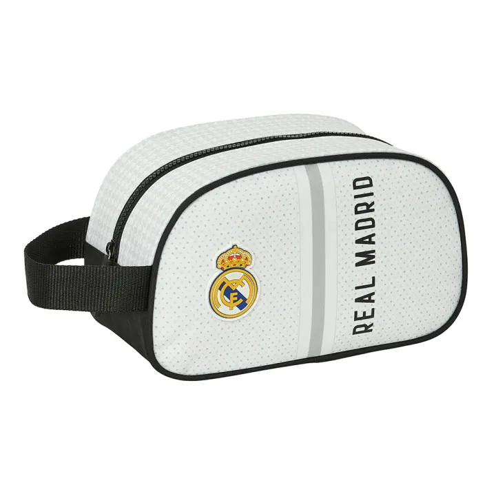 Real Madrid Neceser 1ª Equipación 24/25 - Asa de mano, Adaptable a Carro, Espacioso y Resistente, Blanco/Gris - 1