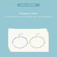Pulsera De Enlaces De Bolas Doble Capa Para Mujer Plata De Ley 925 Ajustable Simplicidad Joyería De Fiesta Regalo De Cumpleaños - details 1