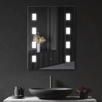 kleankin Espejo de Baño con Luz LED 14,5 W 70x50 cm Espejo para Baño con Función de Antivaho Marco de Aluminio Interruptor Táctil y Luces Blanco Frío Plata - details 1
