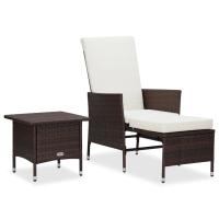 vidaXL Set de muebles de jardín 2 piezas con cojines ratán PE en color Marrón/Negro/Gris | acolchados duraderos para sofás de jardín terraza exterior - details 0