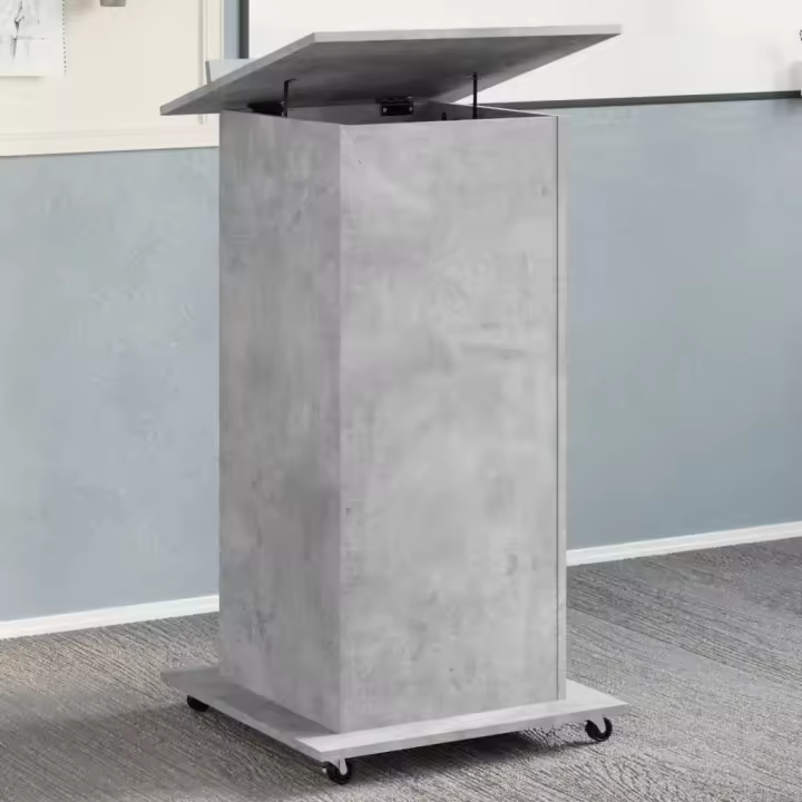 vidaXL Atril con ruedas y cajón madera ingeniería hormigón 55x55x107cm en color Gris hormigón/Negro/Gris sonoma y más - 1