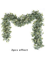 2pcs Vinatera De Eucalipto Artificial Textura Real Planta Verde Falsa Colgante Para Decoración De Bodas Jardín Casa Fiestas Pared - details 0