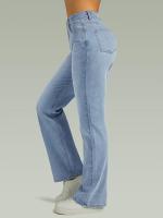 Vaqueros de Pierna Ancha y High Belt, recto para Mujer Vaqueros de Pierna, Vaqueros microelásticoSueltos de pierna Ancha y High Belt - details 2