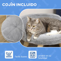 PawHut Cama Elevada para Perros Cama para Perros Miniaturas con Cojín Lavable y Marco de Madera y Alfombrillas Antideslizantes para Interior Ø40,5x33 cm Gris - details 4