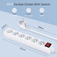 Aigostar Regleta alargador de 6 Tomas con Interruptor y Protección Infantil, 1.5/3/5 M, Blanco, MAX 3680W, 16A 250V - details 0