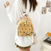 Mochila Pequeña De Corduroy Con Estampado De Flores Ligera Y Multicausa Para Mujer Estilo Fashion Color Beige Amarillo Rosa Marrón Tamaño 19x8x22cm - details 5