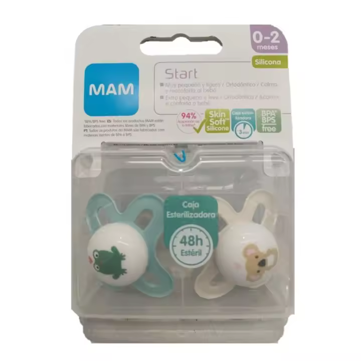 MAM Chupete Start Silicona 0-2M Rana Oso 2 Unidades ✅ Entrega 24/72h - 1