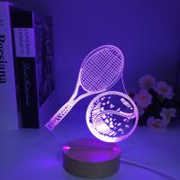Lámpara De Mesa LED 3D De Madera Con Luz Nocturna De Tenis Cambio De 7 Colores USB Decoración Para El Hogar Regalos Para Fanáticos De Tenis - details 4