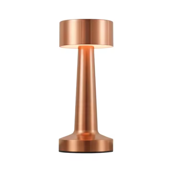 Lámpara De Mesa LED Táctil De 3 Colores Retro Para Café Luz Nocturna Recargable Decorativa Para Escritorio Y Dormitorio Sensor De Toque Metal Plata Y Oro - 1