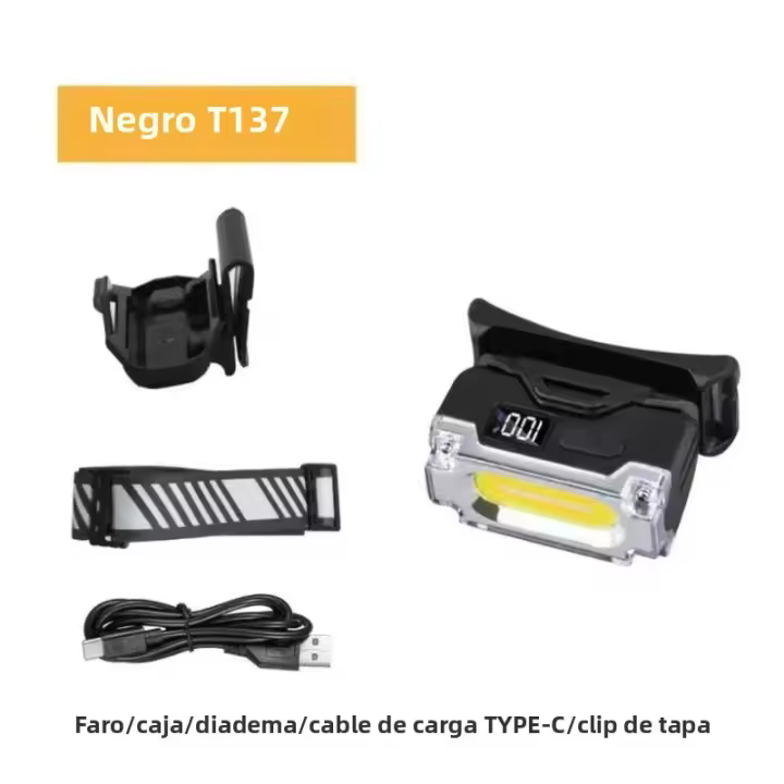Linterna Frontal LED COB Multifuncional Portátil Con Indicador De Energía Recargable Para Camping Al Aire Libre Luz De Trabajo - 1