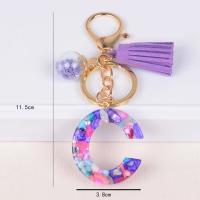 Llavero Con Inicial Colorido Y Borla Morada Para Mujeres Y Niñas Colgante Para Bolso Y Billetera Material De Resina Estilo Clásico - details 13