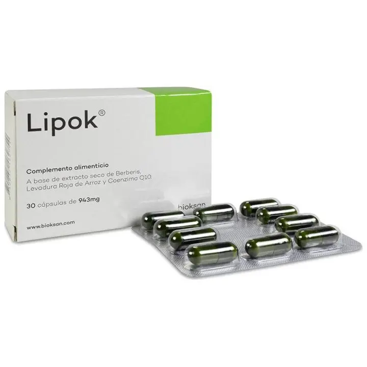 Bioksan LIPOK 30 Cápsulas Complemento Alimenticio Berberina Levadura Arroz Rojo Coenzima Q10 - 1