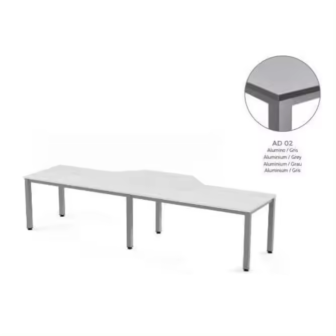 MESA EN FORMA DE L EXECUTIVE DE ROCADA 360x163x240 COLOR ALUMINIO/GRIS - 1