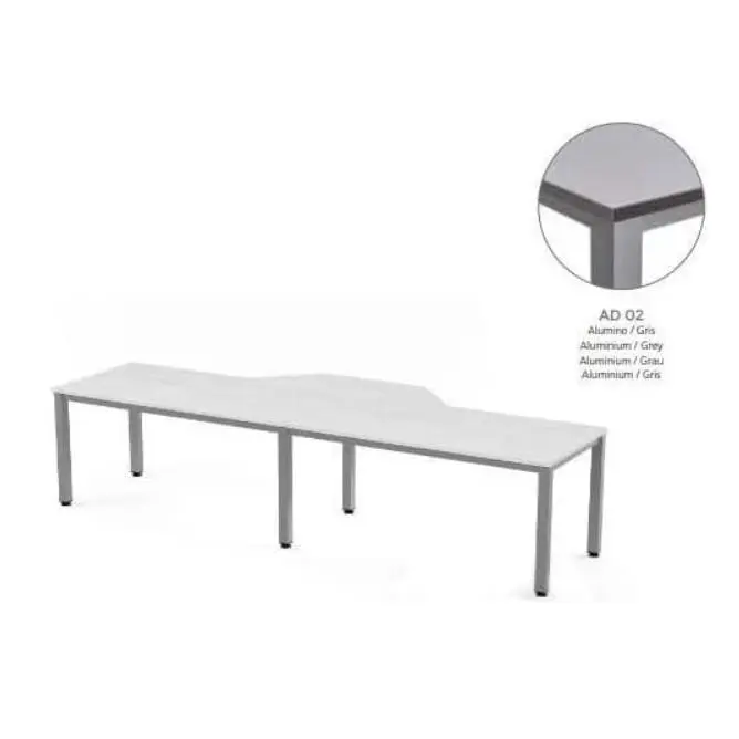 MESA EN FORMA DE L EXECUTIVE DE ROCADA 360x163x240 COLOR ALUMINIO/GRIS - 1
