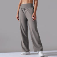Pantalones Rectos De Pierna Ancha Para Mujer Casual Pantalones De Oficina Cintura Alta Holgados Para Danza Leggings Sin Costuras De Nylon - details 12