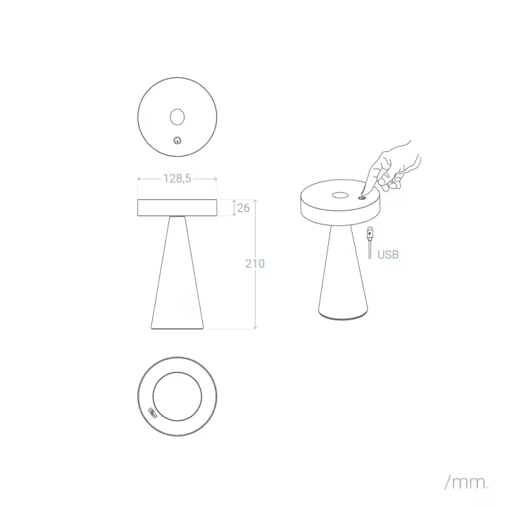 Ledkia Lámpara de Mesa LED Portátil para Exterior Metal con Batería Recargable Katse Verde - 1