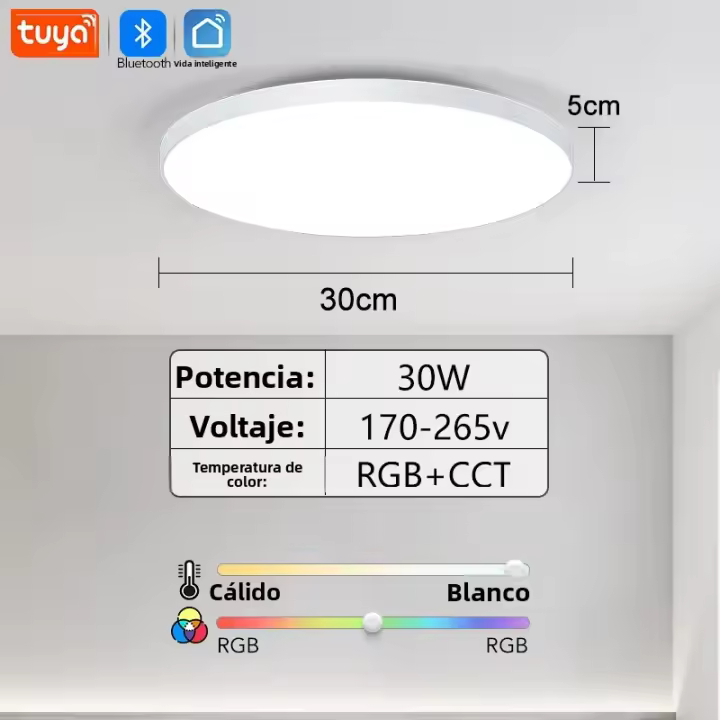 Luz De Techo LED Inteligente TUYA RGB Control Remoto Bluetooth 2.4G 30W 36W 220V Decoración Para Hogar Dormitorio Sala De Estar Cocina - 1