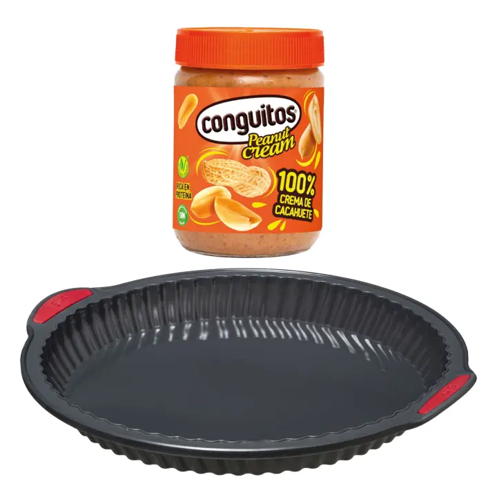 Pack repostería:CONGUITOS PEANUT CREAM 340G+Silitop" molde de silicona para tarta 26 cm negro rojo - 1