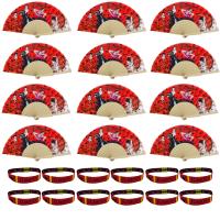 Pack 12 Abanicos Flamencos de Bambú y Tela + 12 Pulseras Bordadas | Souvenir España | Regalos Fiesta Temática, Despedida de Soltera, Feria Andaluza, Evento Flamenco - details 0