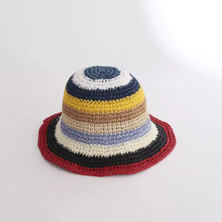 Nueva Gorra De Pescador De Playa Popular Para Mujer Hecha De Paja Artesanal Arco Iris Primavera Uso Al Aire Libre Regalo Para Dama - 1