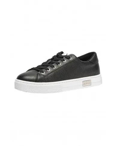 Mujer Zapatillas Armani Exchange X Logo Cuero Negro Blanco - 1